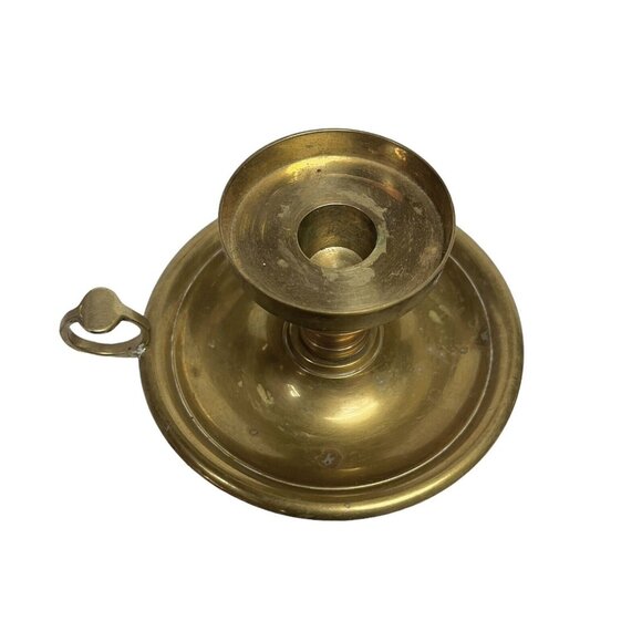 2 International Silver Co. Vintage Candle Holder Solid Brass with Finger Ring - Picture 5 of 12